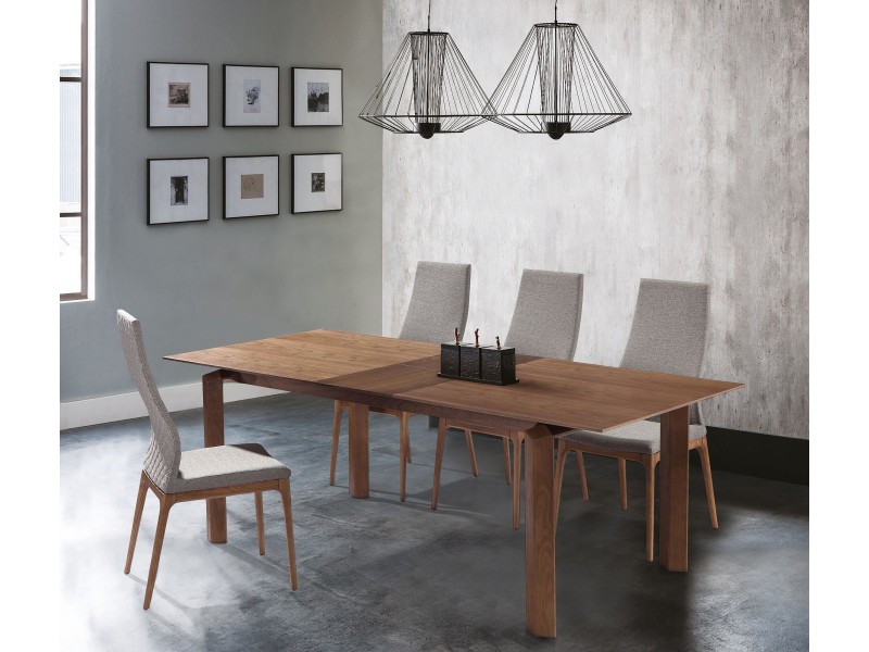 Parker Mid-Century Walnut Wood 5 Piece Dining Set