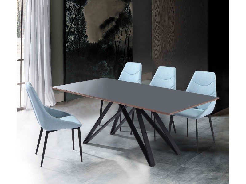 Urbino Contemporary Grey Glass 5 Piece Metal Dining Set