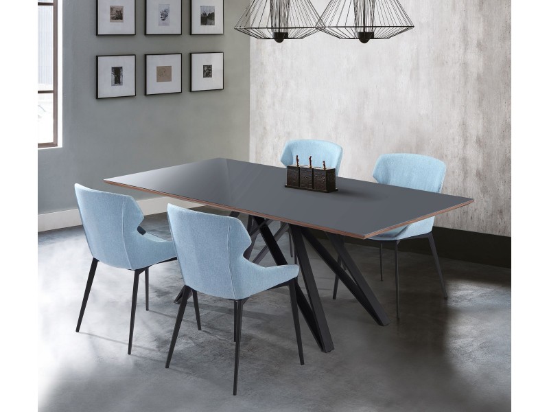 Kenna Contemporary Grey Glass 5 Piece Metal Dining Set
