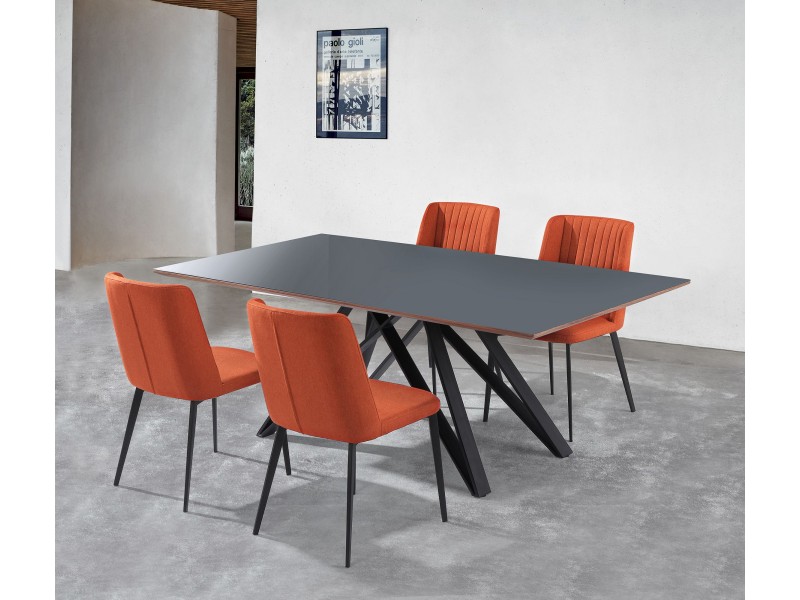 Maine Contemporary Grey Glass 5 Piece Metal Dining Set