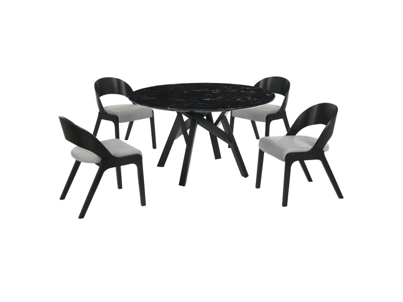 Venus Polly 5 Piece Black Dining Set - White BG