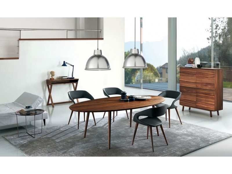 Shape Chair in Anthracite PU With Wood Legs - Lifestyle