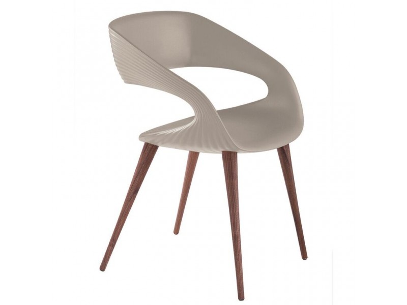 Bellini Modern Living Italian Home Shape Chair In Tan PU with Wood Legs