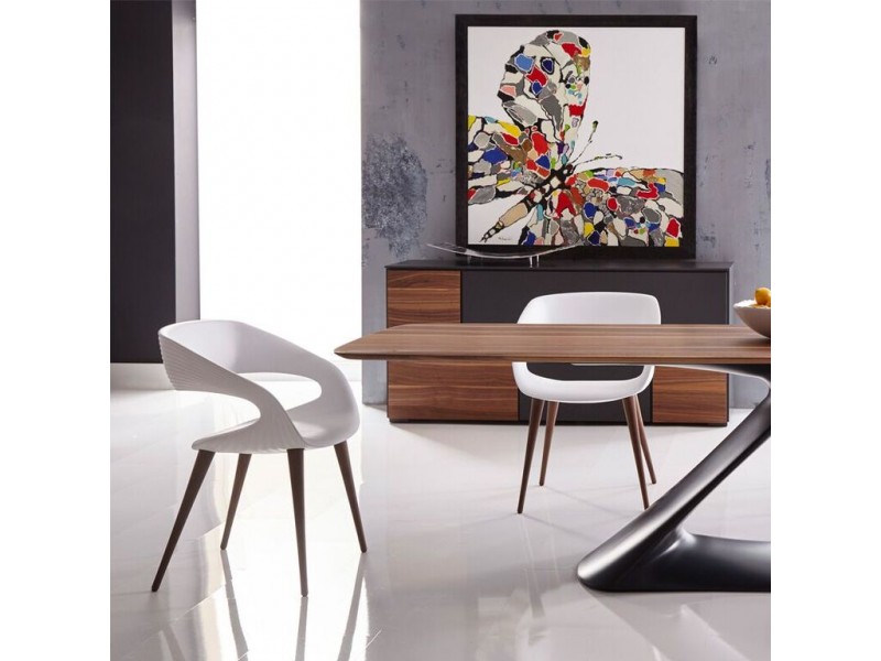 Shape Chair In White PU With Wood Legs