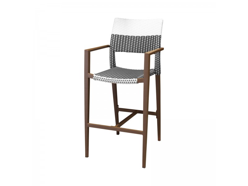 Chloe Bar Arm Chair - White Wicker - Espresso Frame