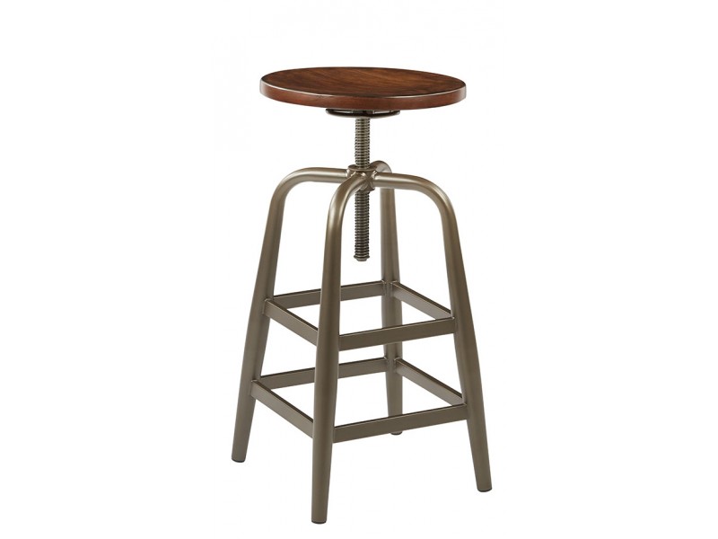 Sullivan Swivel Stool With Pewter & Walnut Finish