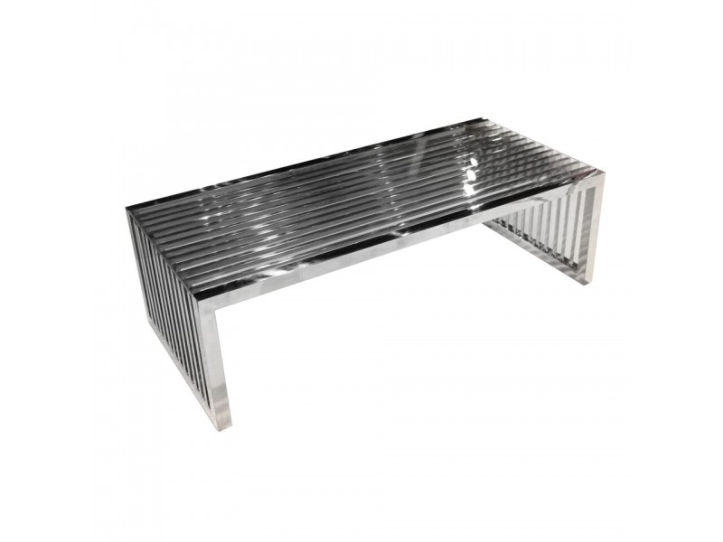 Diamond Sofa SOHO Rectangular Stainless Steel Cocktail Table w/ Clear Tempered Glass Top 