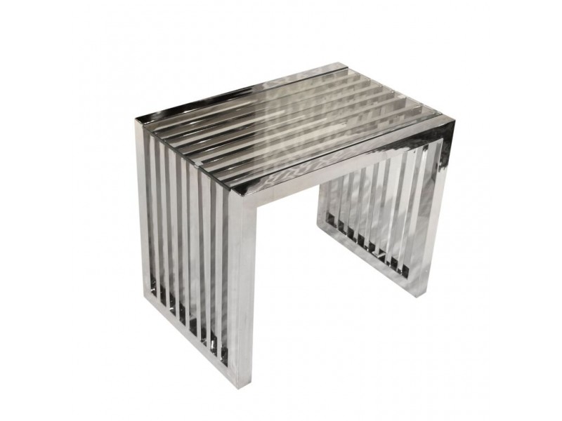 Diamond Sofa SOHO Rectangular Stainless Steel End Table w/ Clear Tempered Glass Top