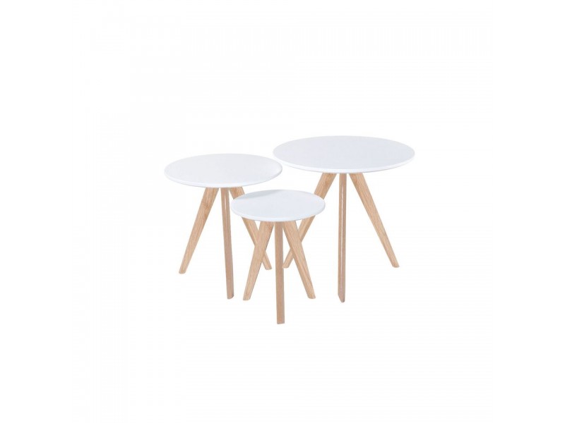 Diamond Sofa Sprout 3PC Nesting Table Set w/ White Tops & Oak Legs
