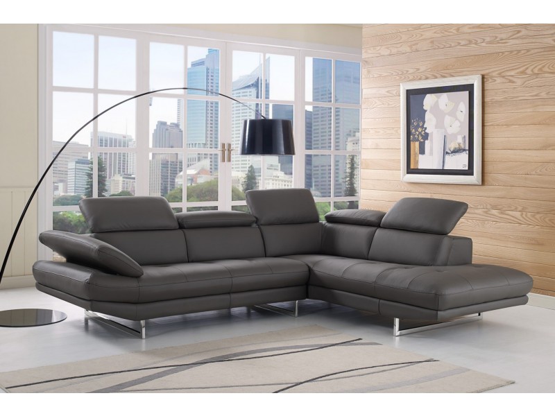 Pandora Sectional With Chaise On Left - Lifestyle -  Dark Grey