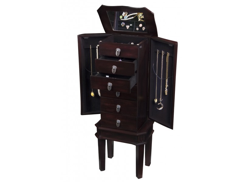Bedford Jewelry Armoire - Brown - Drawers Opened