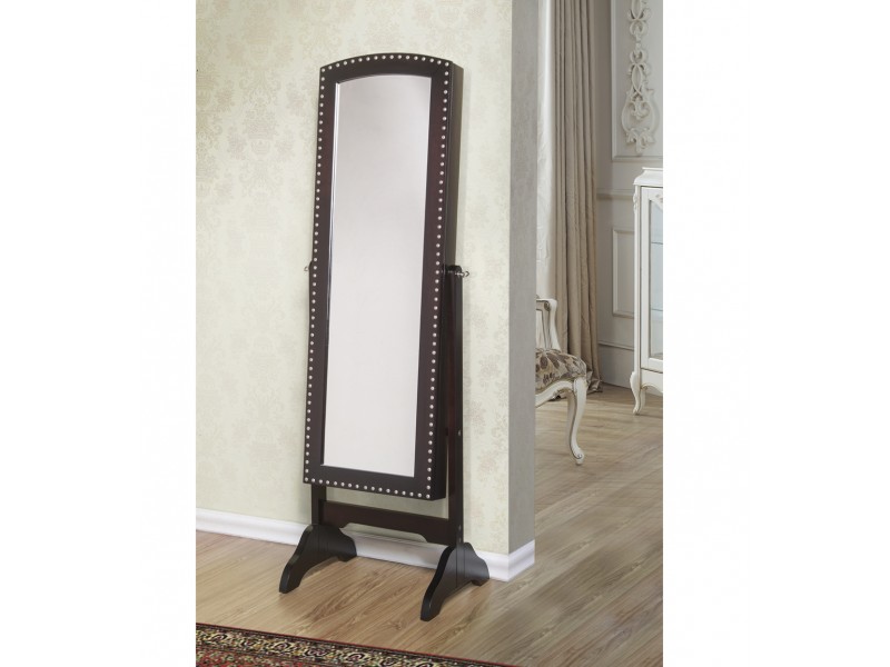 Abby Classic Long Cheval Mirror Jewelry Cabinet Storage Armoire