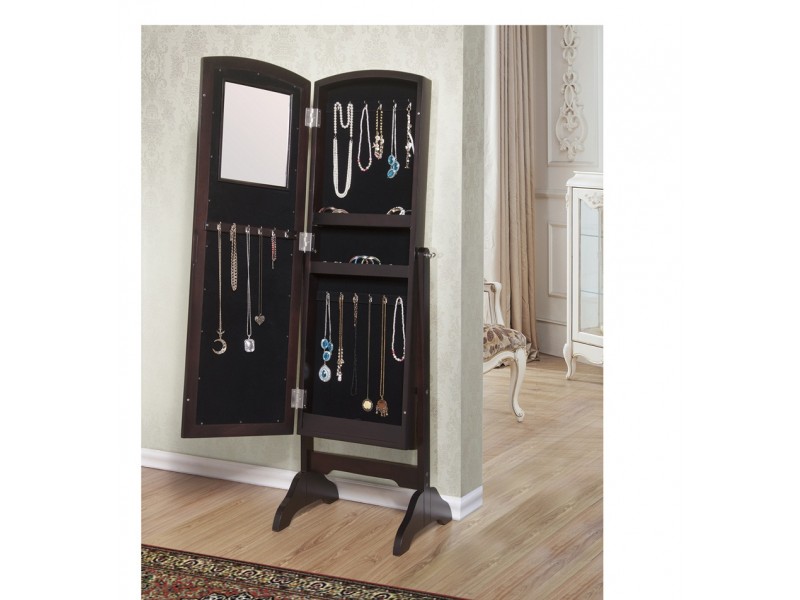 Abby Jewelry Armoire Cheval Mirror - Open
