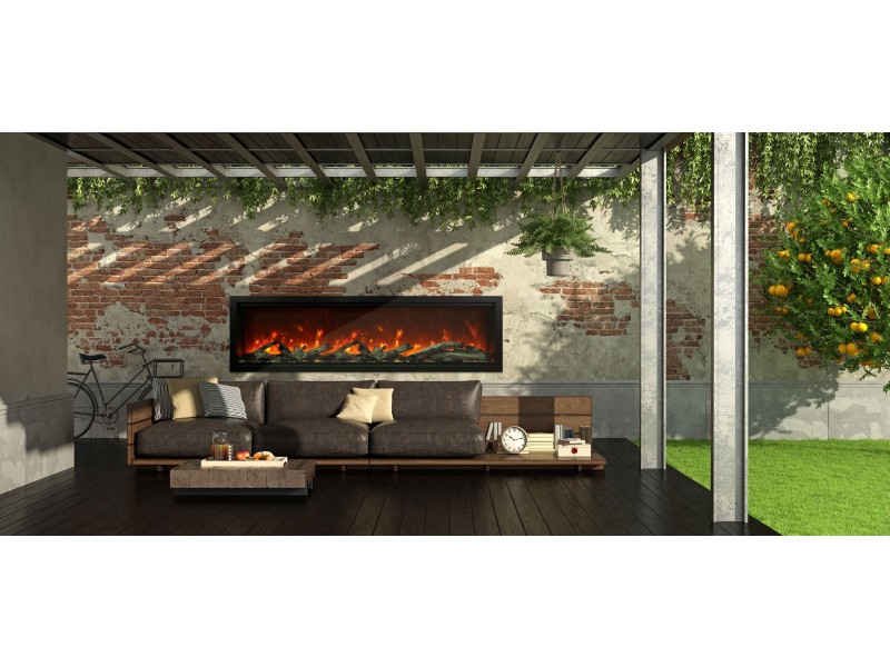 Amantii 74" Extra Tall Clean Face Electric Built-in With Black Steel Surround - Lifestyle