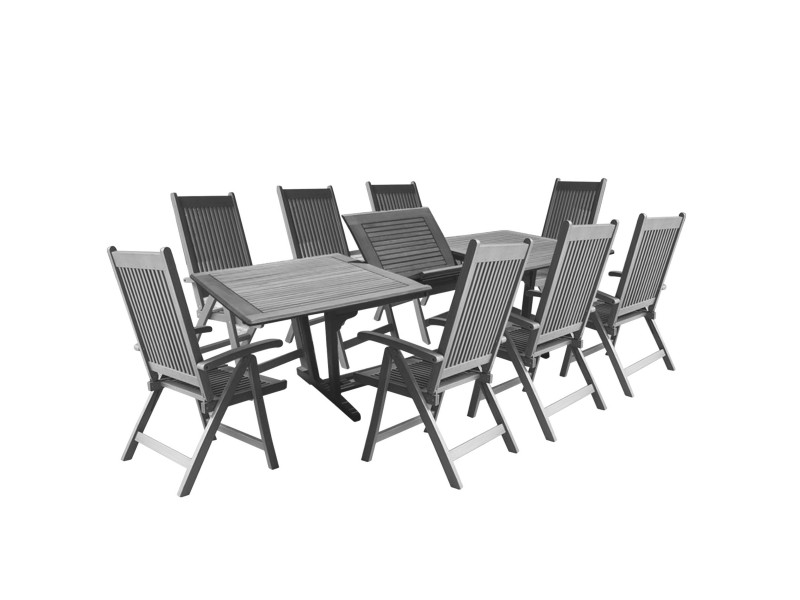 Malibu Outdoor 9-piece Wood Patio Dining Set with Extension Table - White BG