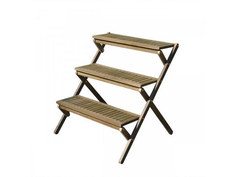 Renaissance Eco-friendly Hand-scraped Hardwood Three-Layer Garden Planter Stand - Angled