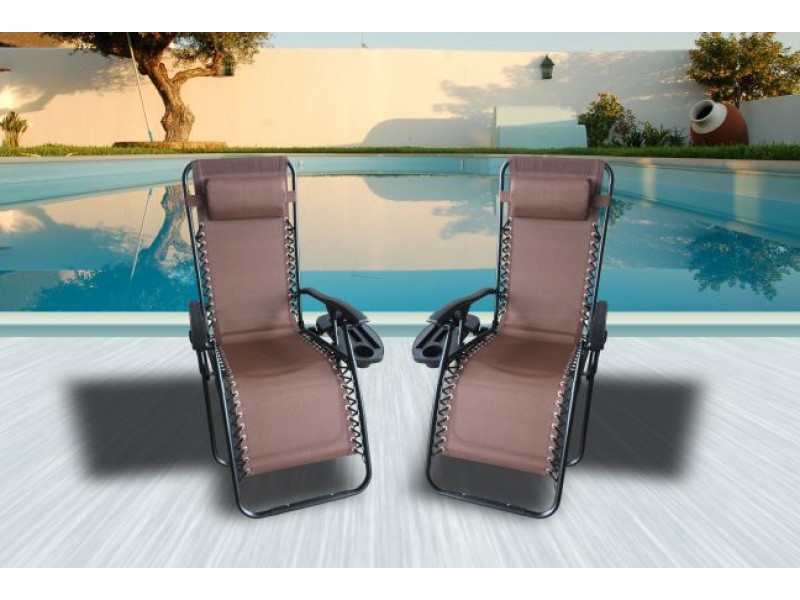 Zero Gravity Recliner/Lounger with Cup Holder - Brown 