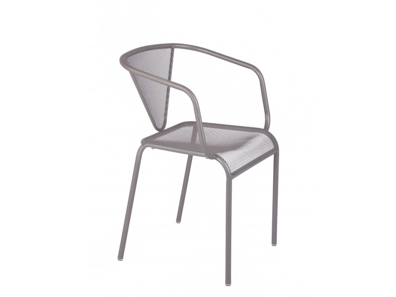 Venice Beach Armchair - E-Coated, Powder Coated Micro-Mesh Steel - Titanium Silver