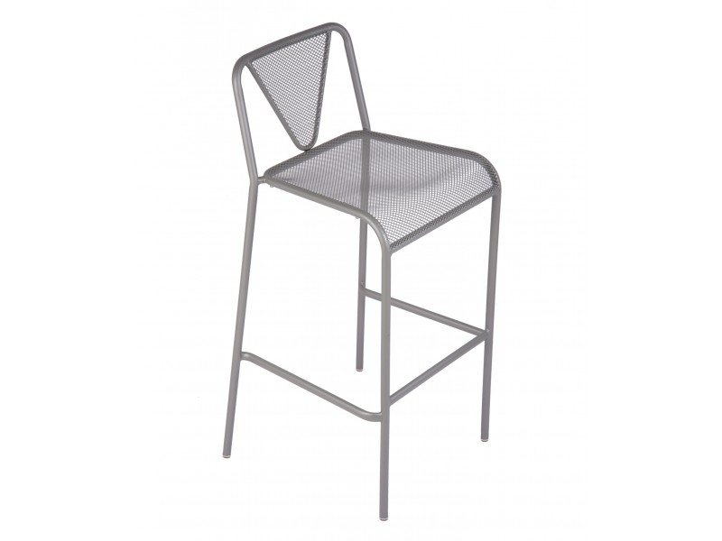 Venice Beach Barstool - E-Coated, Powder Coated Micro-Mesh Steel - Titanium Silver