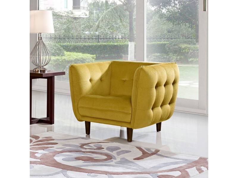 Diamond Sofa Venice Button Tuft Fabric Chair - YELLOW/GOLD