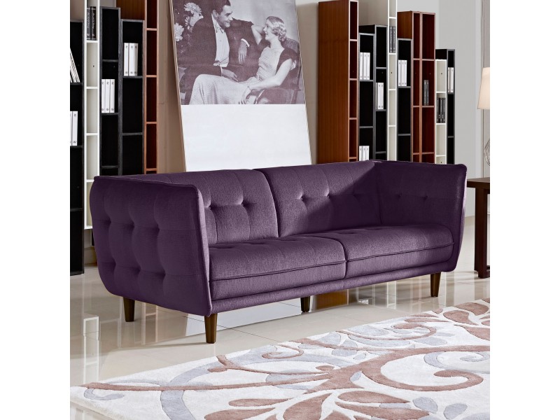 Diamond Sofa Venice Button Tuft Fabric Sofa - PURPLE