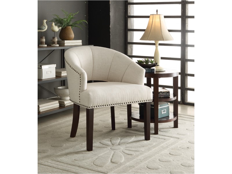 Vivian Chair - Silver Nail Head Trim And Dark Espresso Legs - Otter Velvet Fabric