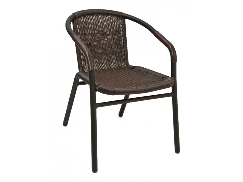 Anodized Aluminum Frame Arm Chair - W-21 - Espresso