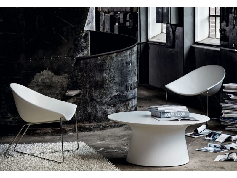 Boracay 36" Round Coffee Table Grey Epoxy/White Solid Surface 