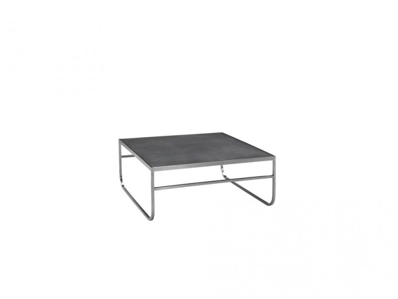 Crete 31" Round Coffee Table Black Concrete Laminate with Brushed Stainless Steel
