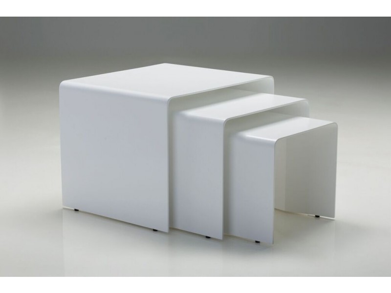Playa 3 Piece Nesting Coffee Table White Solid Surface