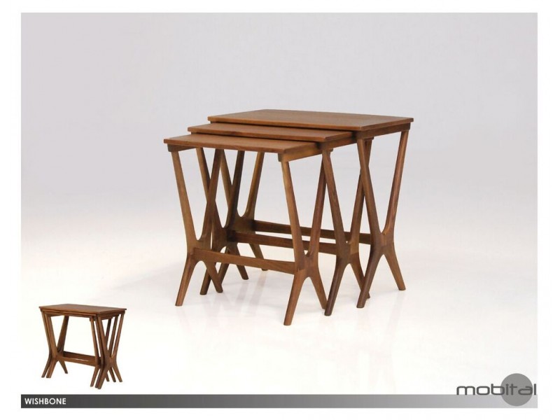 Wishbone 3 Piece Nesting Coffee Table Solid American Walnut