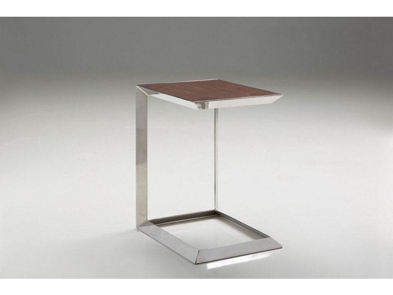 Horseshoe 20" End Table American Walnut with Polished Stainless Steel