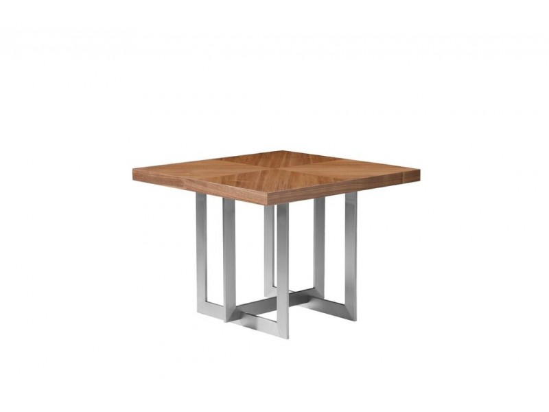 Remi End Table Natural Walnut with Brushed Stainless Steel