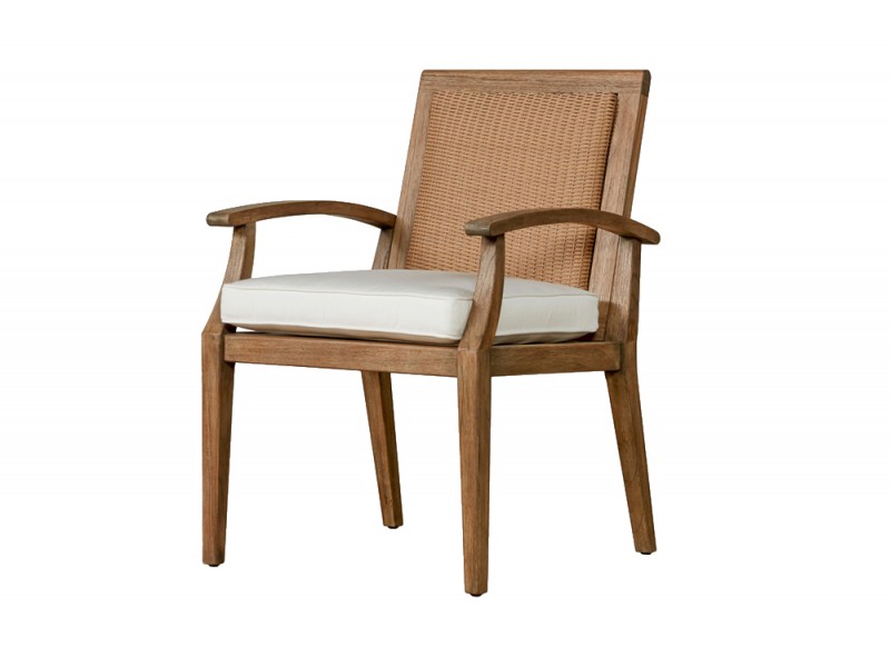 Wildwood Teak Wicker Dining Armchair - Angled
