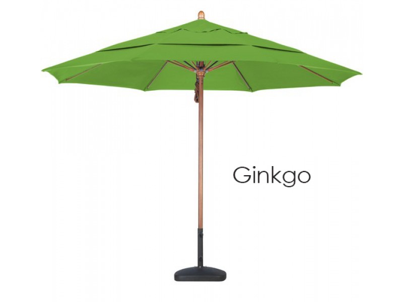 California Umbrella 11' FGlass Market Umbrella Pulley Open DV Marenti Wood - Pacifica