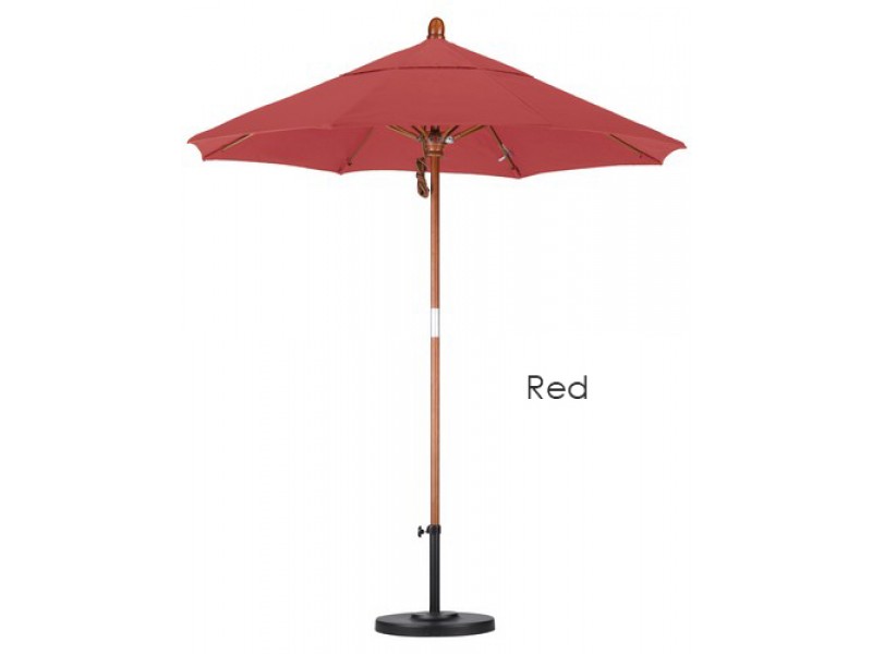 California Umbrella 11' FGlass Market Umbrella Pulley Open DV Marenti Wood - Pacifica