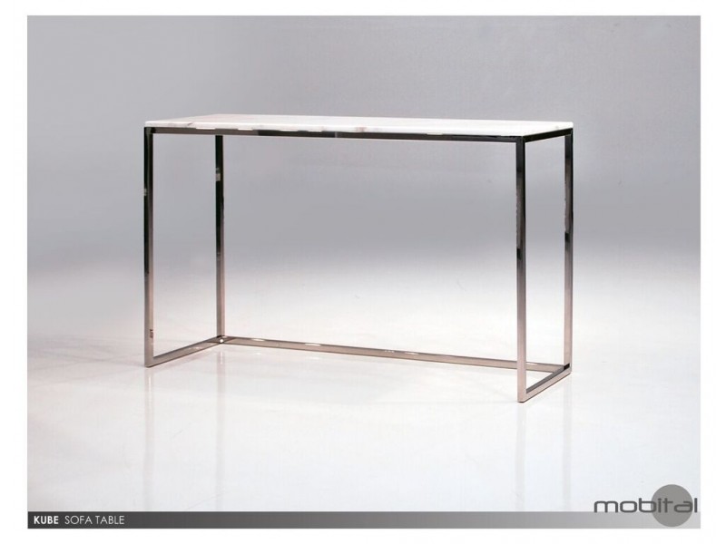 Kube Sofa Table White Volakas Marble - 