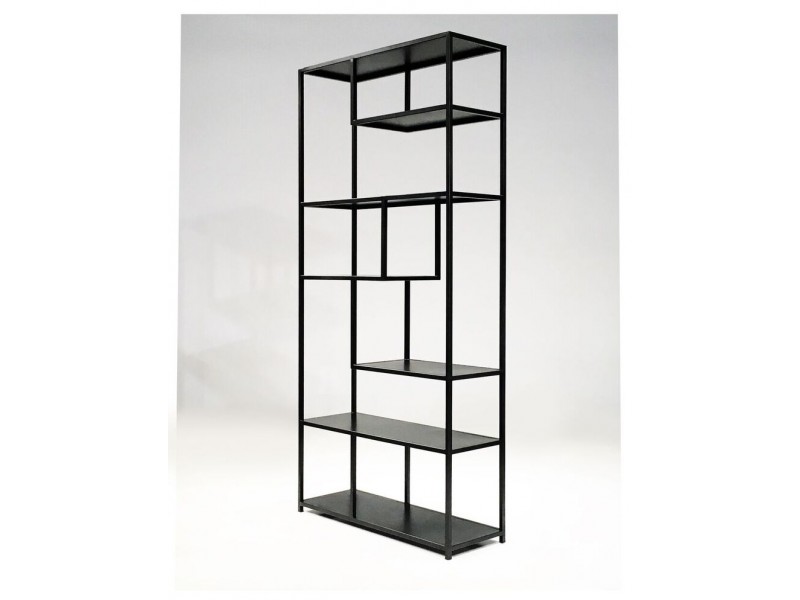 Booker Bookshelf Industrial Metal in Black Powder Coated Finish - Angled  Studio Shot