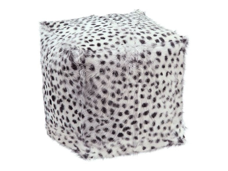 Moe's Home Collection Spotted Goat Fur Pouf - Light Grey