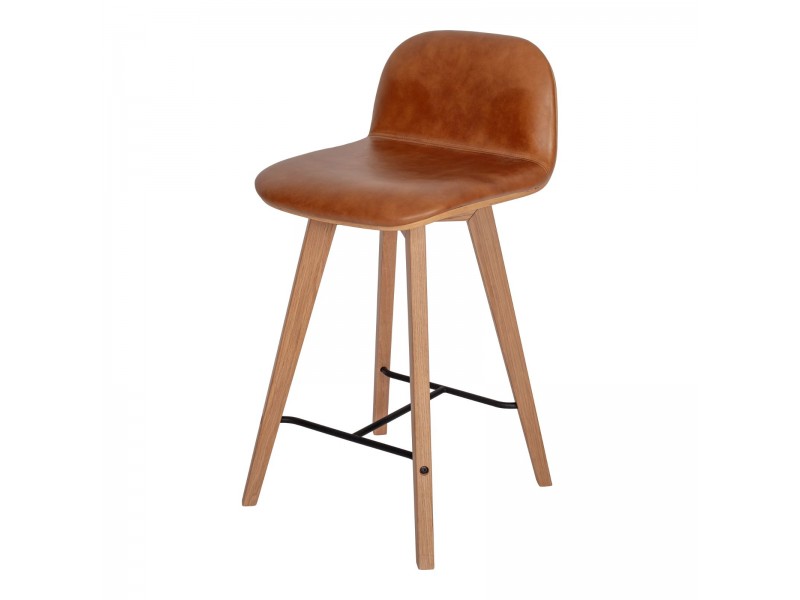 Napoli Leather Counter Stool Tan - Angled