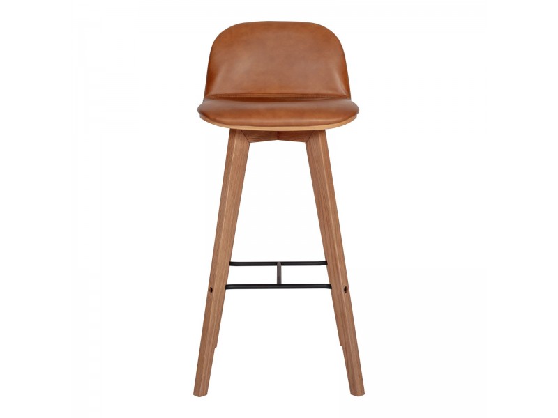 Napoli Leather Barstool Tan - Front View