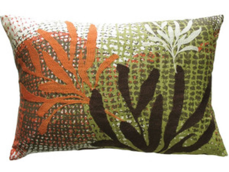 Koko Company Ecco 13" x 20" Pillow with Rust / Brown Leaves