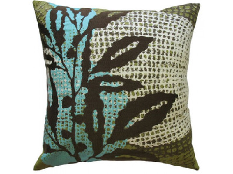 Koko Company Ecco 18" x 18" Embroidered Pillow - Brown Leaf