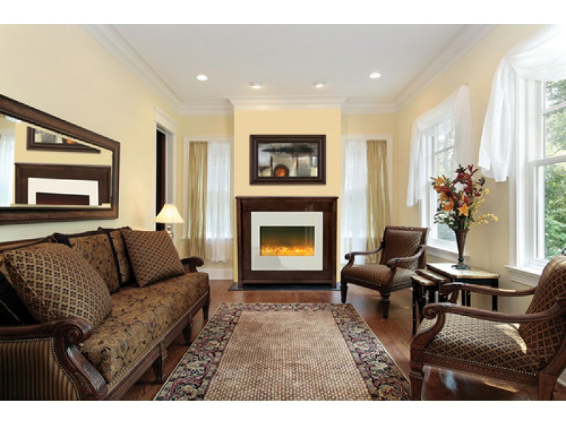 Amantii Electric Fireplace Zero Clearance Unit 30" W/ 32" x 26" White Glass Surround