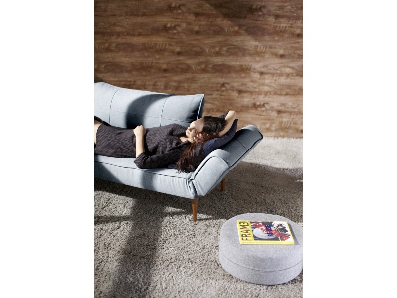 Zeal Daybed in Dark Wood Legs in Mixed Dance Light Blue Fabric