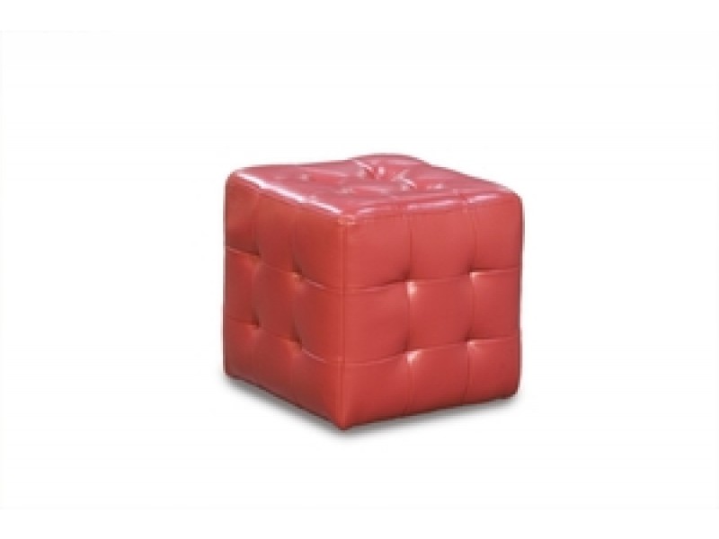 Diamond Sofa Zen Collection Bonded Leather Tufted Cube Accent Ottoman - Red
