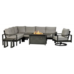 Patio Resort Lifestyle Paris 9-Piece Sectional Deep Seating Group With 61" x 31" Rectangle Fire Table