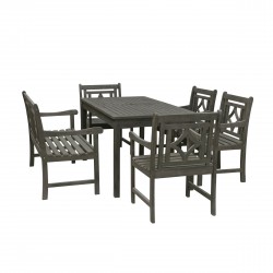 Vifah Renaissance Outdoor 6-piece Wood Patio Rectangular Table Dining Set - V1297SET32