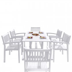 Vifah Bradley Outdoor Patio Wood 7-piece Dining Set with Stacking Chairs - V1337SET26