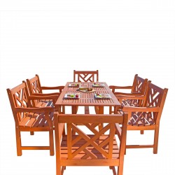 Vifah Malibu Outdoor 7-piece Wood Patio Dining Set with Curvy Leg Table - V189SET9